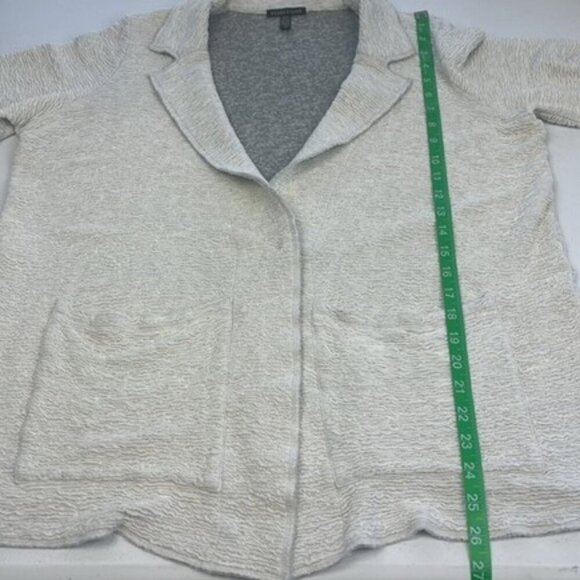 Eileen Fisher Blazer Crinkle Texture Fabric Tencel Jacquard Knit Cream 1-Snap L - Picture 5 of 9
